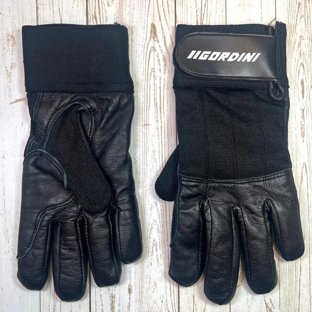 Gordini Leather Driving Gloves Ladies SMALL Black‎ Work Moto Wrist Strap